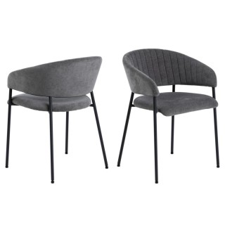 Chaise scandinave en tissu et pieds en métal noir (lot de 2) ZOLA - HELLIN