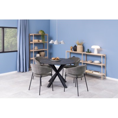 Chaise scandinave en tissu et pieds en métal noir (lot de 2) ZOLA - HELLIN