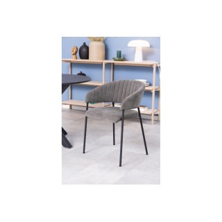 Chaise scandinave en tissu et pieds en métal noir (lot de 2) ZOLA - HELLIN