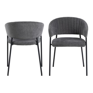 Chaise scandinave en tissu et pieds en métal noir (lot de 2) ZOLA - HELLIN