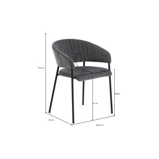 Chaise scandinave en tissu et pieds en métal noir (lot de 2) ZOLA - HELLIN