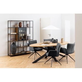 Fauteuil de salle à manger pivotant  à accoudoirs en tissu (lot de 2) LARA  - HELLIN