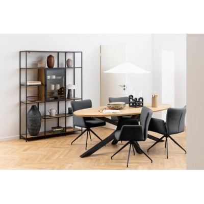 Fauteuil de salle à manger pivotant  à accoudoirs en tissu (lot de 2) LARA  - HELLIN