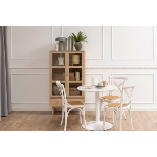 Vitrine scandinave en chêne blanchie 2 portes vitrées et 1 tiroir ASHLEY - HELLIN