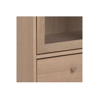 Vitrine scandinave en chêne blanchie 2 portes vitrées et 1 tiroir ASHLEY - HELLIN