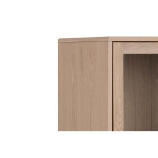 Vitrine scandinave en chêne blanchie 2 portes vitrées et 1 tiroir ASHLEY - HELLIN
