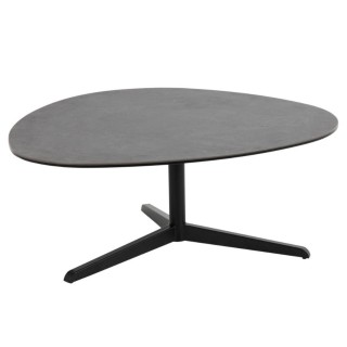Table basse galet en céramique et pied en métal noir L100 BARBARA - HELLIN