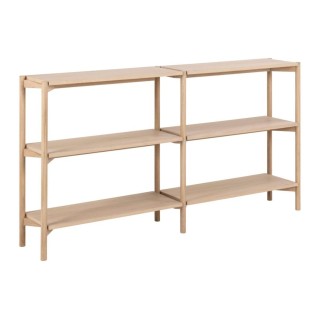 Bibliothèque double scandinave en chêne blanchi 4 tablettes BRENDA - HELLIN