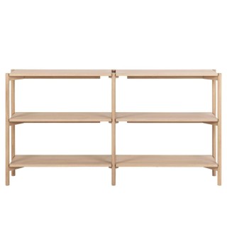 Bibliothèque double scandinave en chêne blanchi 4 tablettes BRENDA - HELLIN