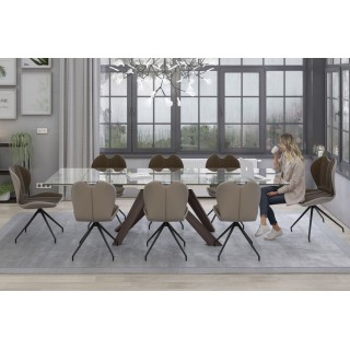 EXPO Chaises pivotantes en tissu marron et métal (lot de 2) NEWARK - HELLIN