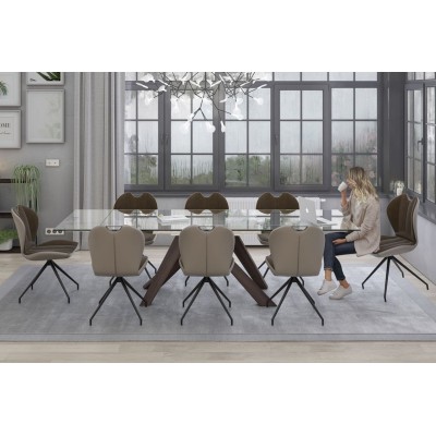 EXPO Chaises pivotantes en tissu marron et métal (lot de 2) NEWARK - HELLIN