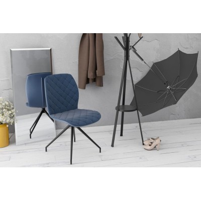 EXPO Chaises pivotantes en tissu bleu et métal noir (lot de 2) ANNA - HELLIN