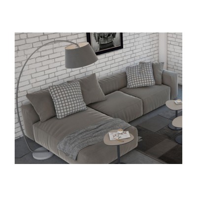 EXPO Lampadaire arqué en tissu gris et métal - HELLIN