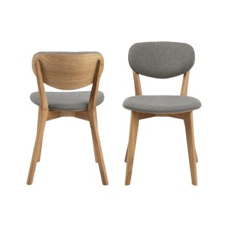 Chaises de salle à manger en chêne huilé et tissu gris clair (lot de 2) MASCHA - HELLIN