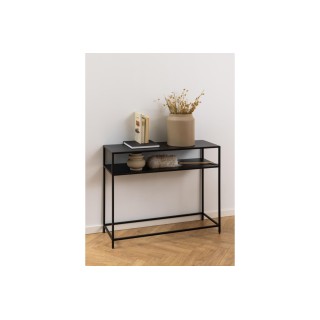 Console rectangulaire double plateau en métal noir L100 CASSIA - HELLIN
