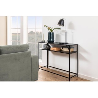 Console rectangulaire double plateau en métal noir L100 CASSIA - HELLIN