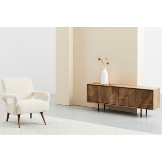 Meuble TV en manguier 4 portes et pieds métal noir L140 MANAUS - HELLIN