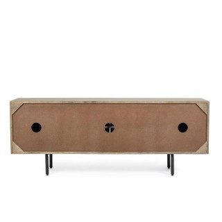 Meuble TV en manguier 4 portes et pieds métal noir L140 MANAUS - HELLIN