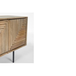 Meuble TV en manguier 4 portes et pieds métal noir L140 MANAUS - HELLIN