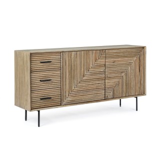 Buffet en bois de manguier 2 portes 3 tiroirs pieds métal noir L160 MANAUS - HELLIN