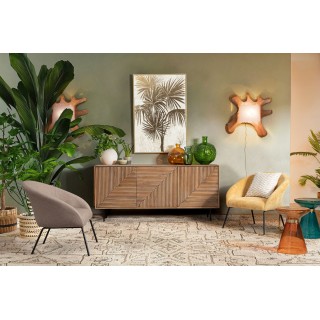 Buffet en bois de manguier 3 portes et pieds métal noir L184 MANAUS - HELLIN