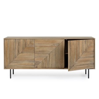 Buffet en bois de manguier 3 portes et pieds métal noir L184 MANAUS - HELLIN
