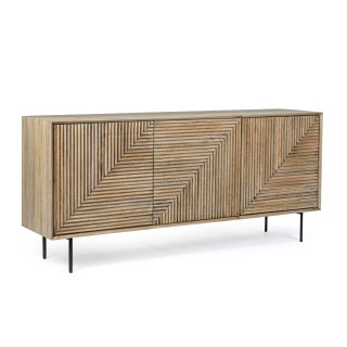 Buffet en bois de manguier 3 portes et pieds métal noir L184 MANAUS - HELLIN