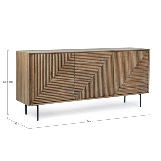 Buffet en bois de manguier 3 portes et pieds métal noir L184 MANAUS - HELLIN