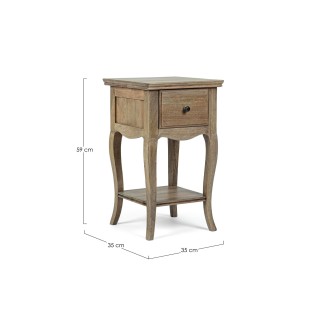 Table de chevet en bois de manguier 1 tiroir 1 tablette GRACE - HELLIN