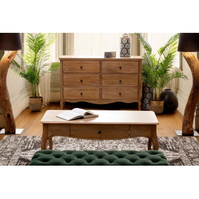 Table basse rectangulaire en bois de manguier 1 tiroir L110 GRACE - HELLIN