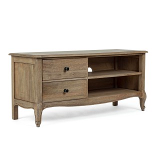 Meuble TV en bois de manguier 2 tiroirs 2 niches L115 GRACE - HELLIN
