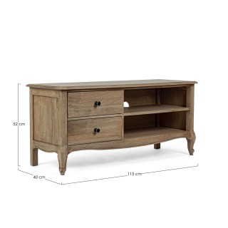 Meuble TV en bois de manguier 2 tiroirs 2 niches L115 GRACE - HELLIN
