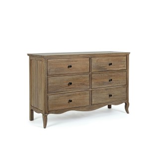 Commode classique en bois de manguier 6 tiroirs GRACE - HELLIN