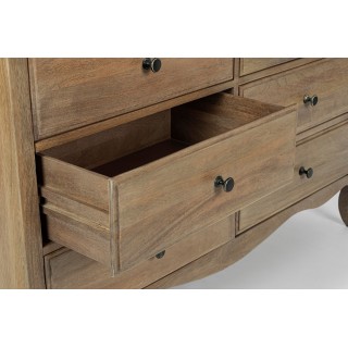 Commode classique en bois de manguier 6 tiroirs GRACE - HELLIN