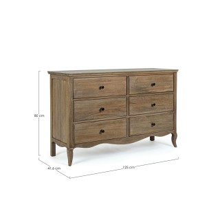 Commode classique en bois de manguier 6 tiroirs GRACE - HELLIN