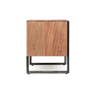 Table de chevet en bois de manguier et métal 1 porte ELEANOR