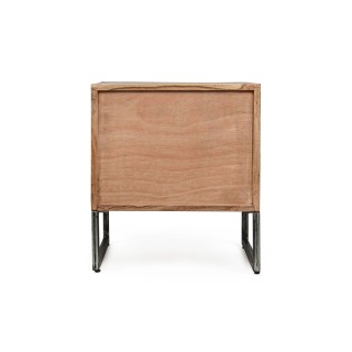 Table de chevet en bois de manguier et métal 1 porte ELEANOR