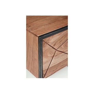 Table de chevet en bois de manguier et métal 1 porte ELEANOR