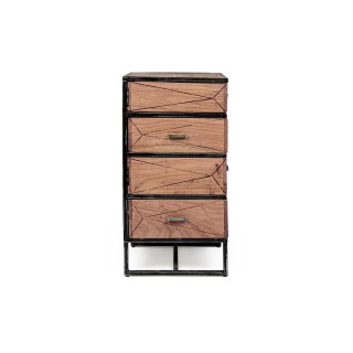Chiffonnier en bois d'acacia et métal 4 tiroirs ELEANOR - HELLIN