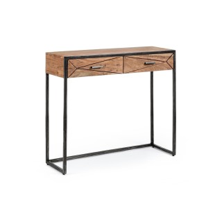Console en bois d'acacia et structure en métal 2 tiroirs ELEANOR