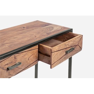 Console en bois d'acacia et structure en métal 2 tiroirs ELEANOR