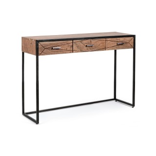 Console en bois d'acacia et structure en métal 3 tiroirs ELEANOR - HELLIN
