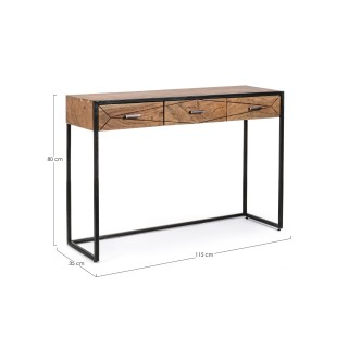 Console en bois d'acacia et structure en métal 3 tiroirs ELEANOR - HELLIN