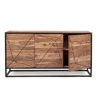 Buffet de salle à manger en acacia et en métal 3 portes L145 ELEANOR - HELLIN