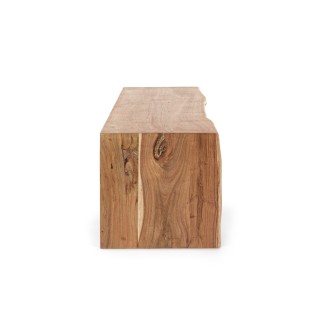 Meuble TV en bois d'acacia naturel 3 tiroirs 1 niche L160 MIMOSA - HELLIN