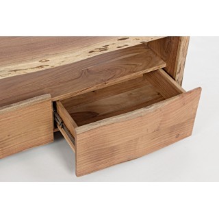 Meuble TV en bois d'acacia naturel 3 tiroirs 1 niche L160 MIMOSA - HELLIN