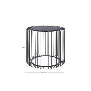 Table basse ronde filaire en verre et en métal noir D50 SPIRALE - HELLIN