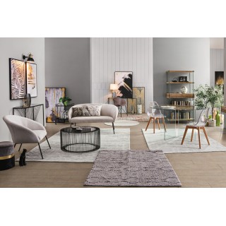 Table basse ronde filaire en verre et en métal noir D80 SPIRALE - HELLIN