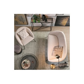 Table basse ronde filaire en verre et en métal noir D80 SPIRALE - HELLIN