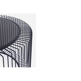 Table basse ronde filaire en verre et en métal noir D80 SPIRALE - HELLIN